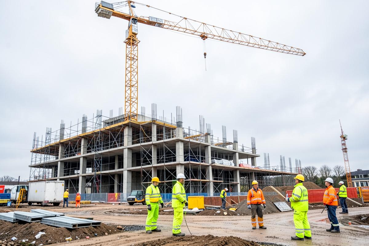 Construction site where welfare vans are used